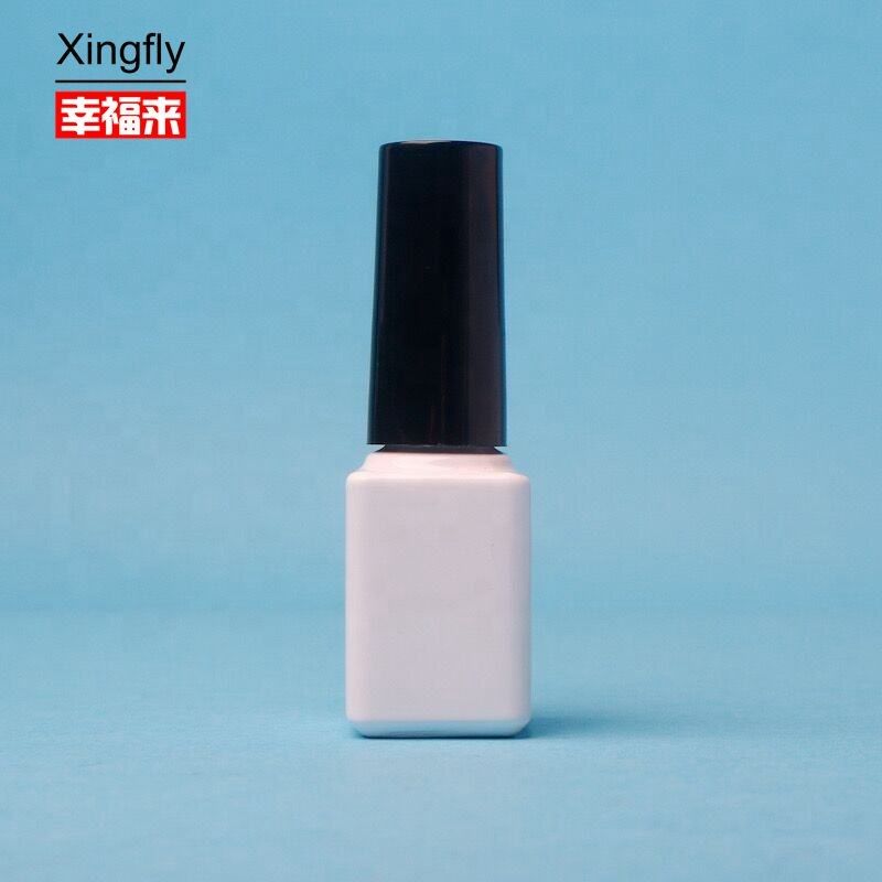 Botella de esmalte para uñas transparente de 6 ml Botella de esmalte para uñas cuadrada con tapa y cepillo de plástico