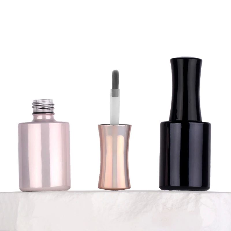 Botellas redondas de cristal vacío para esmalte de uñas de 5-15 ml de capacidad con decoración funcional