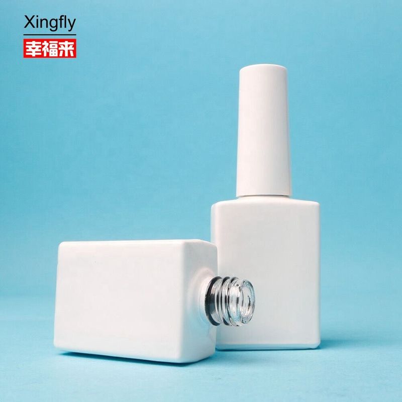 Botella de esmalte de uñas vacía 15 ml Gel con pincel blanco Botella de esmalte de uñas vacía