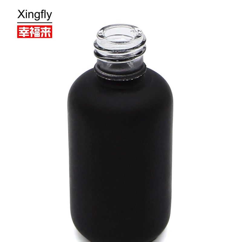 9 ml de vidrio vacío redondo UV Gel para uñas Botella de esmalte negro mate con tapa de cepillo