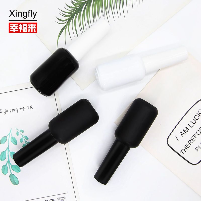 9 ml de vidrio vacío redondo UV Gel para uñas Botella de esmalte negro mate con tapa de cepillo