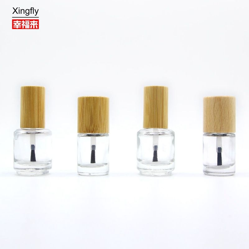 Botella redonda de esmalte de uñas de 11 ml con tapa de madera Gel UV vacío Botella de pegamento de esmalte de uñas