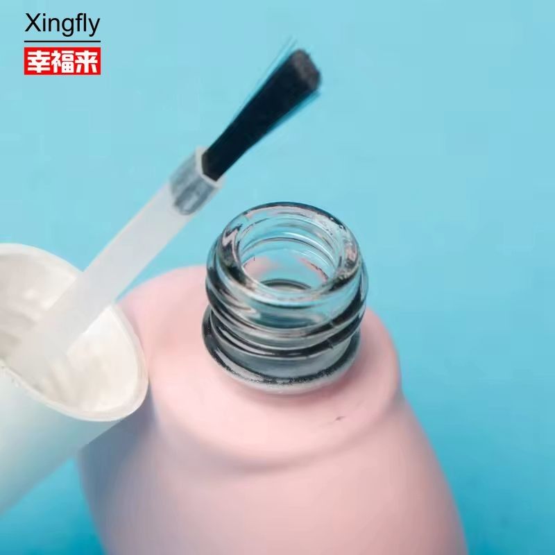 Botella de vidrio de polvo de uñas exclusiva OEM botellas de polvo de gel vacío personalizadas con cepillo y tapa