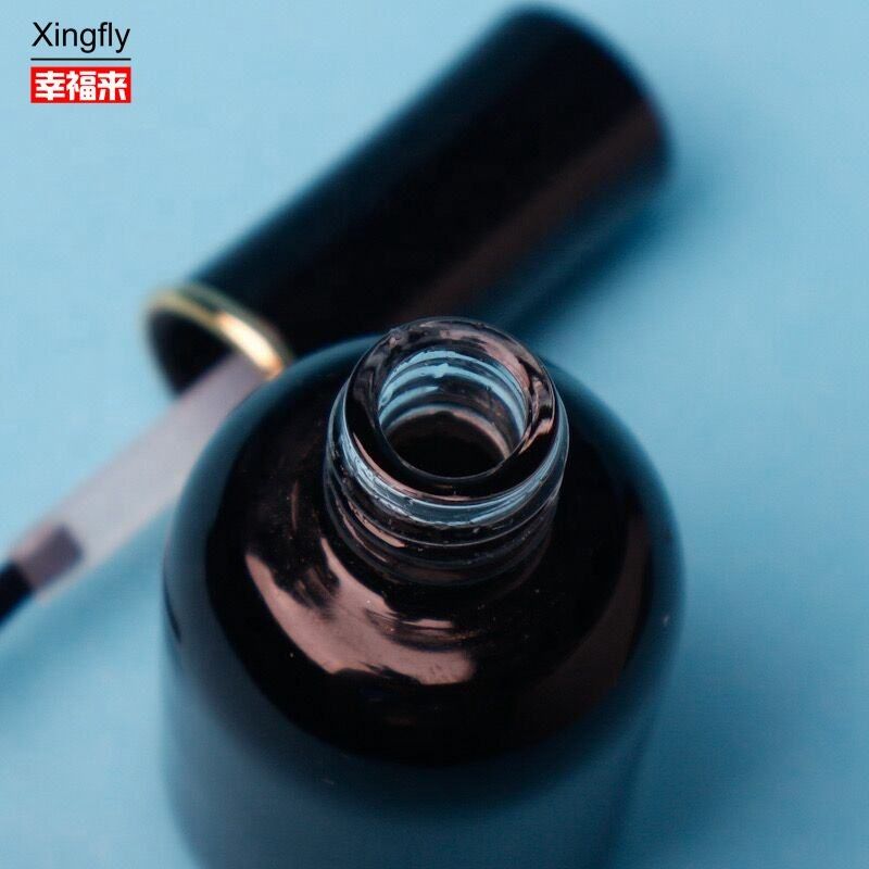 Botella de vidrio con tapa de pincel de 11 ml redonda, blanca, negra y UV Gel vacío para esmalte de uñas