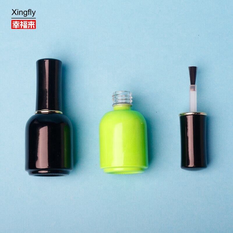Botella de vidrio con tapa de pincel de 11 ml redonda, blanca, negra y UV Gel vacío para esmalte de uñas