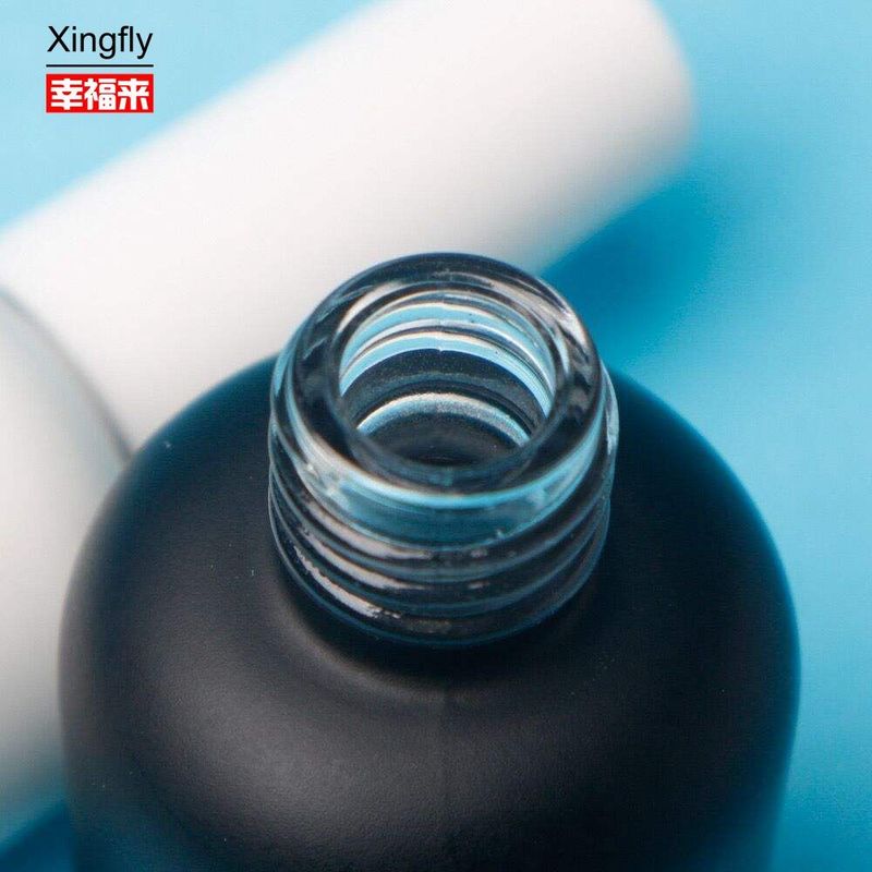 Botella de vidrio con tapa de pincel de 11 ml redonda, blanca, negra y UV Gel vacío para esmalte de uñas