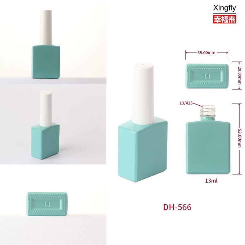 Botella cuadrada de esmalte de gel Única botella de esmalte de uñas UV vacía de 13 ml con tapa y cepillo