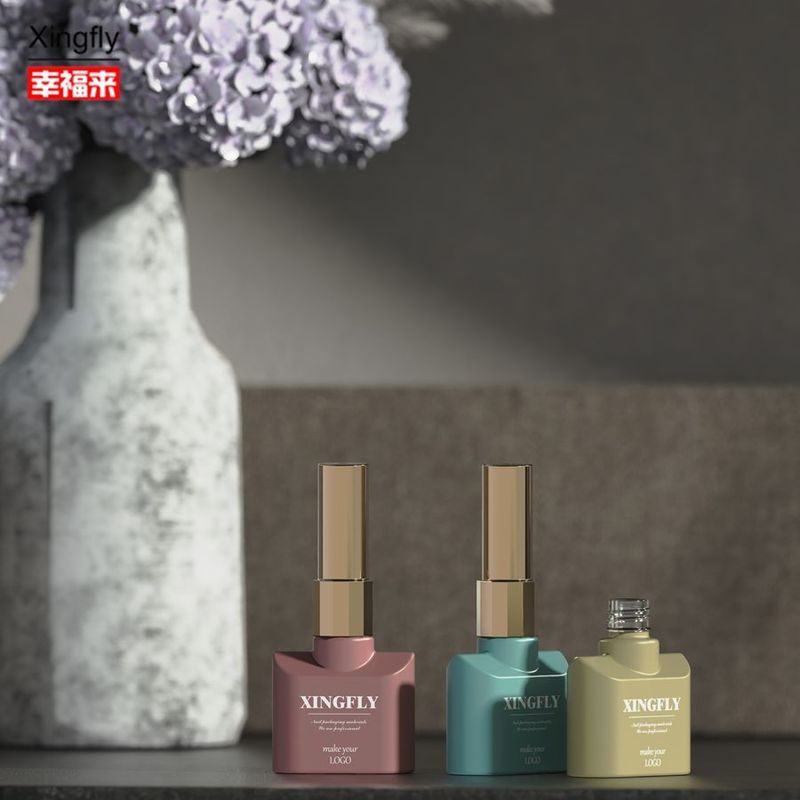 Botella de esmalte de uñas de 12 ml Botella de esmalte de uñas UV Gel de esmalte de vidrio con cepillo de tapa
