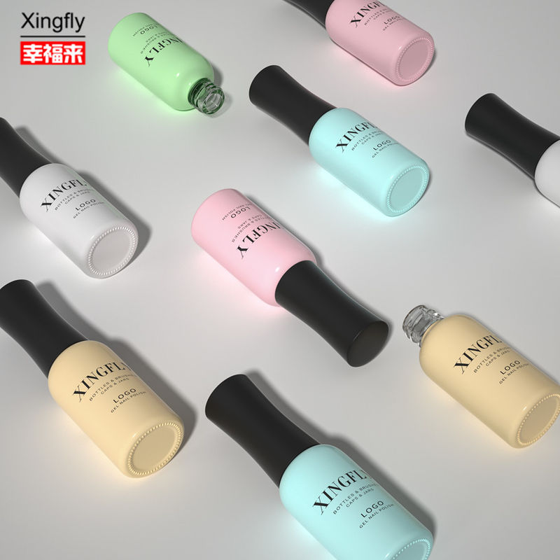 9 ml de botella redonda de gel de uñas vacío con barniz personalizado LOGO botella de vidrio de gel reforzado para uñas