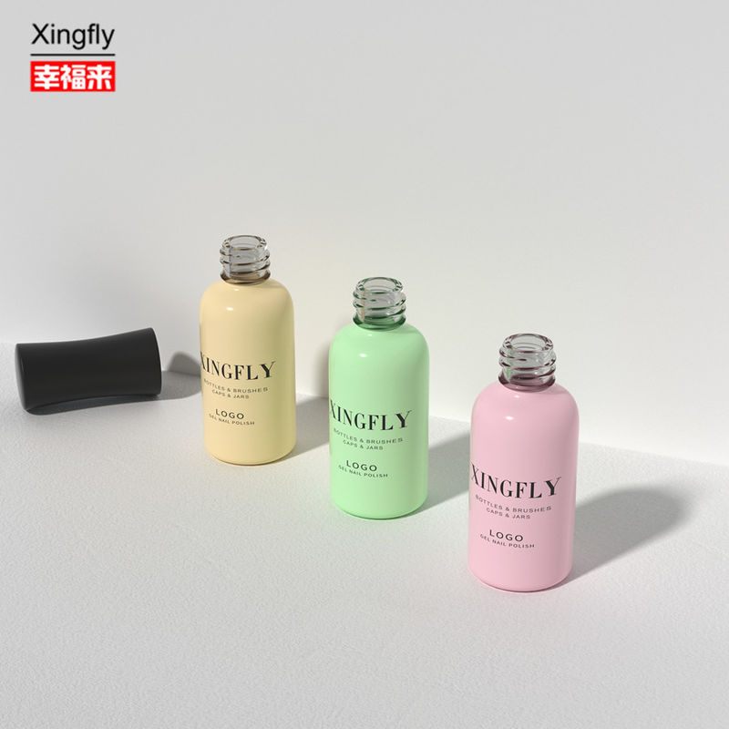 9 ml de botella redonda de gel de uñas vacío con barniz personalizado LOGO botella de vidrio de gel reforzado para uñas