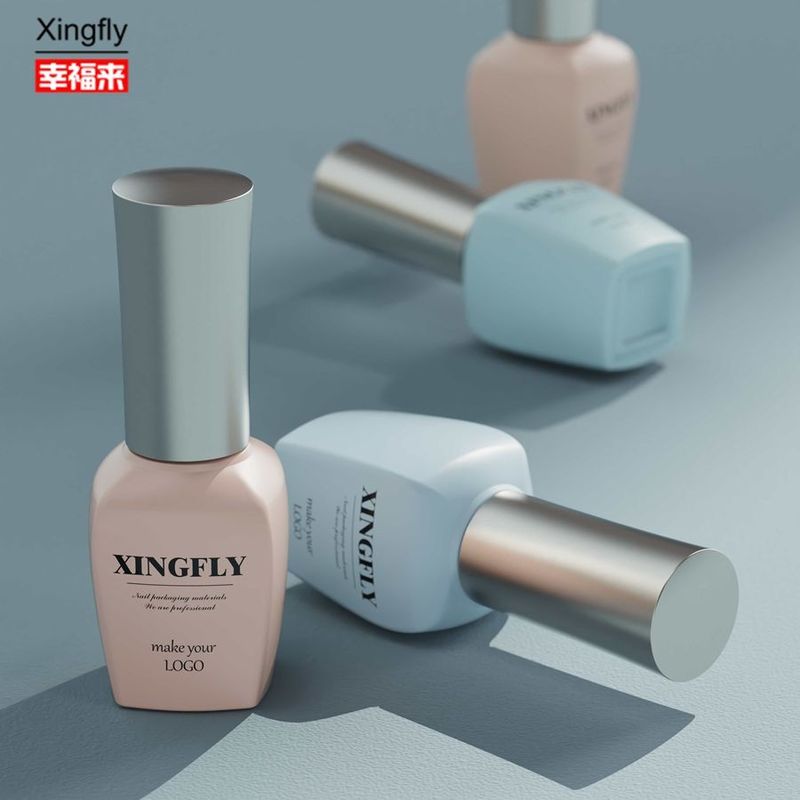 Botella de vidrio de diseño personalizado vacía para esmalte de uñas con tapa y cepillo