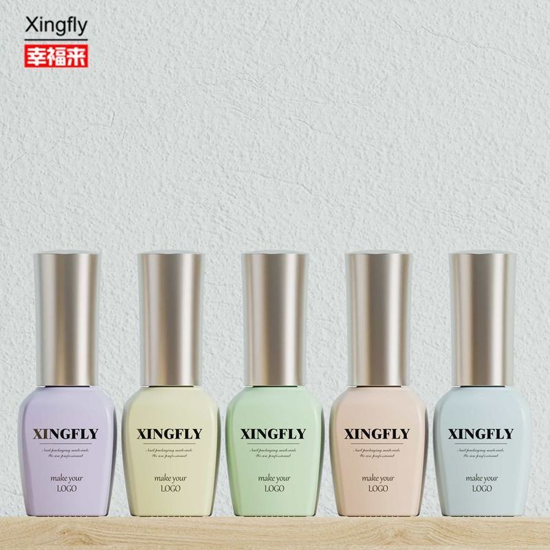 Botella de vidrio de diseño personalizado vacía para esmalte de uñas con tapa y cepillo