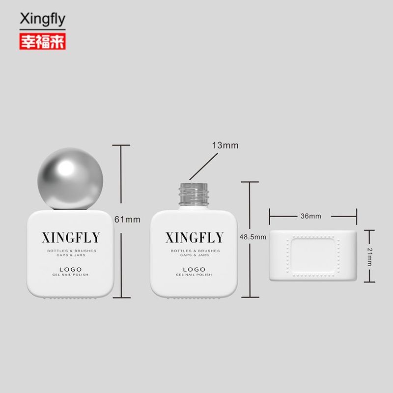 Contenedor de uñas de gel cuadrado de 11 ml Polvo de uñas de gel personalizado Botella de vidrio vacía para esmalte de uñas