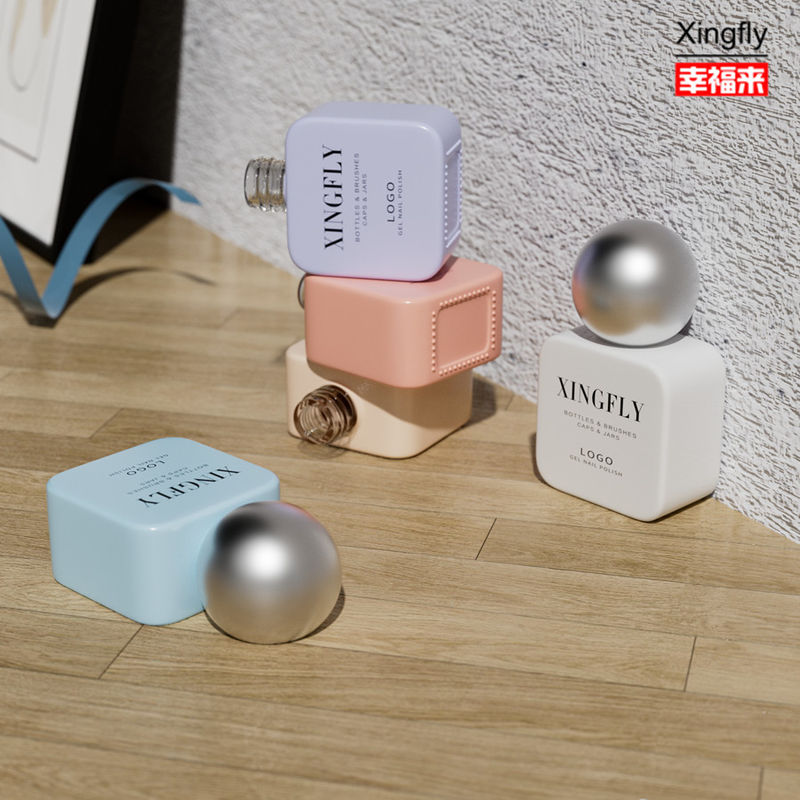 Contenedor de uñas de gel cuadrado de 11 ml Polvo de uñas de gel personalizado Botella de vidrio vacía para esmalte de uñas