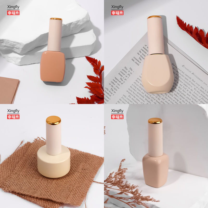 Botellas vacías de esmalte de uñas de lujo de gel botellas de esmalte de uñas de vidrio tapa de botella con cepillo