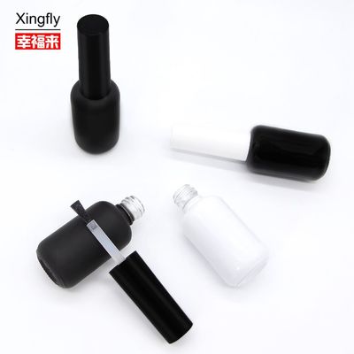 9 ml de vidrio vacío redondo UV Gel para uñas Botella de esmalte negro mate con tapa de cepillo