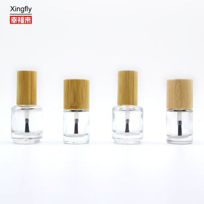 Botella redonda de esmalte de uñas de 11 ml con tapa de madera Gel UV vacío Botella de pegamento de esmalte de uñas