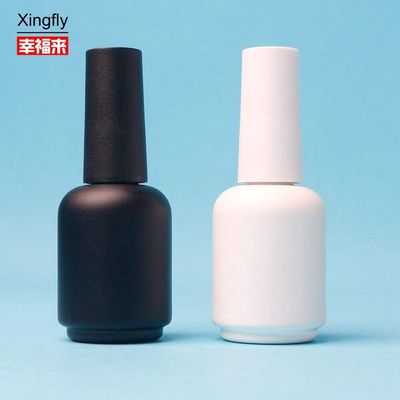 Botella de vidrio con tapa de pincel de 11 ml redonda, blanca, negra y UV Gel vacío para esmalte de uñas